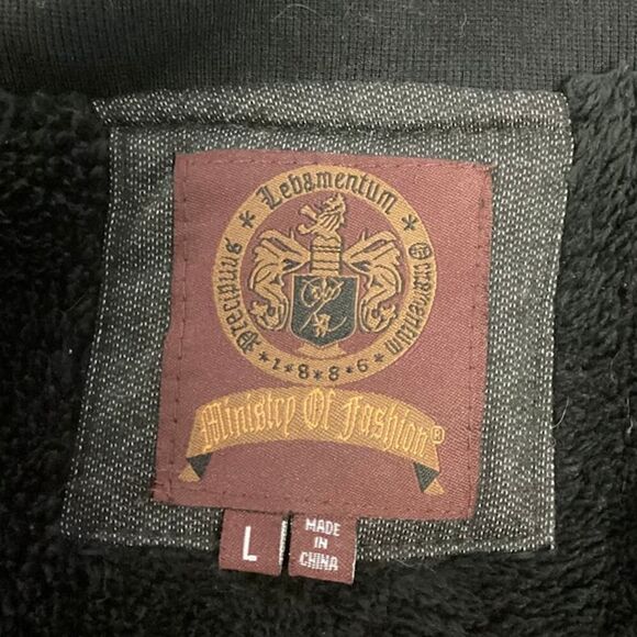 Ministry of Fashion Full Zip Fleece Bomber Side Pockets Jacket in Charcoal Large - Picture 5 of 8